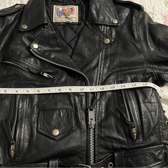 Vintage black leather biker jacket size XL women’s lined warm w/zippers & snaps - Picture 4 of 16